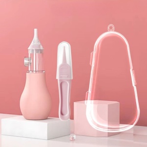 Set Aspirator Nazal pentru Copii, Manual, Anti-Reflux, cu Pompita, Usor de Curatat, Varf din Silicon, 11.2x4cm, Roz - Img 2