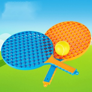 Set Badminton pentru Copii, 2 Palete, 3 Mingi, Pentru Joaca si Antrenament, Albastru Portocaliu - Img 5