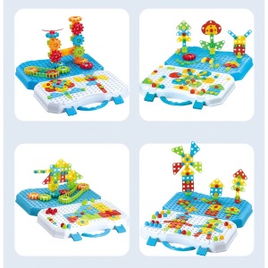Set Constructie Bormasina Magica cu Servieta, 310 Piese, Albastru, Piese Multicolore, Plastic, 31x46 cm - Img 4