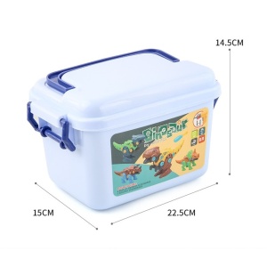Set de Constructie/Asamblare, 4 Dinozauri, cu Bormasina Electrica, Baterii 2 x AA, Surubelnita si Cutie Depozitare, 22.5 x 14.5 x 15 cm, Multicolor - Img 4