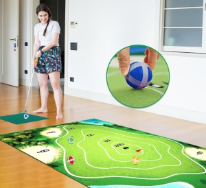 Set de Golf, Interactiune Parinte-Copil, Covor de Golf, 140 x 98 cm, 4 Mingii cu Scai, 3 Crose Reglabile, Model A, +3 Ani, Multicolor - Img 5