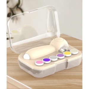 Set Pila Electrica, pentru Copii si Bebelusi, din ABS, 6 Accesorii, Incarcare USB, cu Lumina Led, 11.5 x 5.5 cm, Alb - Img 2