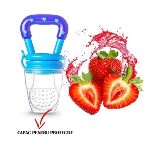 Suzeta pentru diversificarea alimentatiei/dentitie potrivit pentru fructe si piure proaspat, Albastru, fara BPA - Img 5