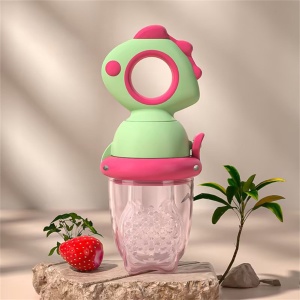 Suzeta pentru Fructe, pentru Bebelusi, din Silicon Alimentar, +4 Luni, Verde/Fucsia - Img 3