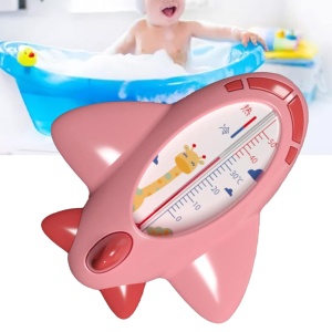 Termometru pentru Baie, Plutitor, Rezistent la apa, Multifunctional, Model Avion, 11x10x4 cm, Roz - Img 2