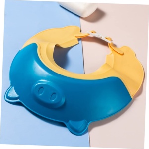Viziera de Protectie Baie Pentru Copii, Model Purcelus, Dimensiune ajustabila, Durabil, Usor de curatat, Impotriva Samponului, pentru Ochi si Urechi, TPE+PP, 23x23 cm, Albastru - Img 2