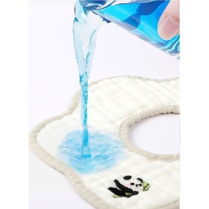 Baveta Tip Floare, din Bumbac, pentru Copii 0-12 Luni, Rezistenta la apa, 8 Straturi, Model Tricotat cu Panda, 26 x 29 cm, Alb - Img 5