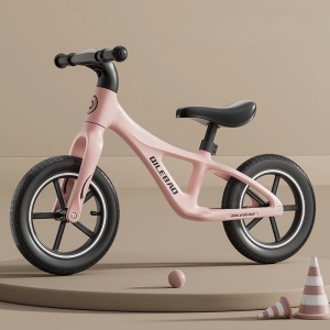 Bicicleta pentru Copii, Fara Pedale, Pentru 2-6 Ani, 2 Roti Silentioase, Sa Reglabila 43 - 58 cm, din Plastic si Fibra de Sticla, 88 x 56 x 43 cm, Roz - Img 2