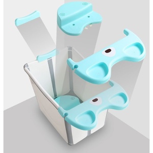Cada Pliabila pentru Baie, din PP+TPE, pentru Copii +6 Luni, Model Ursulet, Scaun de Interior, Detasabil, 82 x 50 x 54 cm, Albastru - Img 5