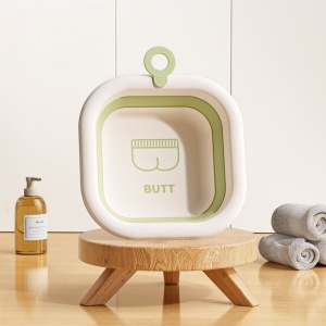 Cada Pliabila pentru Baie pentru Copii, Cadita pentru Bebelusi, Model Patrat pentru Fundulet, Verde, 30x30x3.5 cm, 3.5 L - Img 4