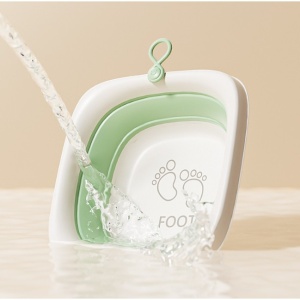 Cada Pliabila pentru Baie pentru Copii, Cadita pentru Bebelusi, Model Patrat pentru Picioare, Verde, 32x27.5x3.7 cm, 4 L - Img 5