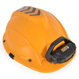 Casca Protectie cu Lanterna de Jucarie pentru Copii, Material Plastic, Interactiv, Distractiv, 29.5x19.5x6.5 cm, Portocaliu - Img 6