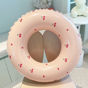 Colac de inot gonflabil pentru copii, Portocaliu, Model cu cirese, diametru 70 cm - Img 4
