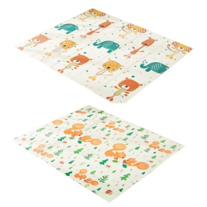 Covoras de Joaca pentru Copii Termic cu 2 Fete, Model Veverite si Elefanti, cu Spuma, Impermeabil, Antiderapant, 200cm x 180cm x 1cm - Img 2