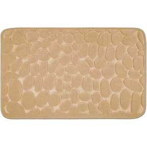 Covoras pentru Baie Antiderapant, Uscare Rapida, Model 3D Piatra, 40x60 cm, Bej
