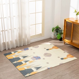 Covoras pentru Copii, cu 2 Fete, Model Padure/Elefanti, din XPE+PE, Impermeabil, Antiderapant, Protectie Termica, +3 Luni, Pliabil, 180 x 200 x 1.5 cm, Multicolor - Img 5