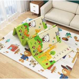 Covoras pentru Copii, cu 2 Fete, Model ZOO/Ursulet, din XPE+PE, Impermeabil, Antiderapant, Protectie Termica, +3 Luni, Pliabil, 150 x 200 x 1.5 cm, Multicolor - Img 5