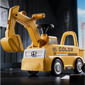 Excavator Manual pentru copii, 3 ani, Sport, Claxon, Cutie Depozitare, Lumini, Scaun, 62x26x47 cm, Galben - Img 3
