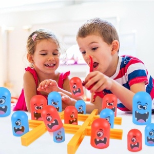 Joc Interactiv, Tic Tac Toe Gobble, din Plastic, +3 Ani, 18 Piese, 21.5 x 4 x 10 cm, Albastru/Rosu - Img 6