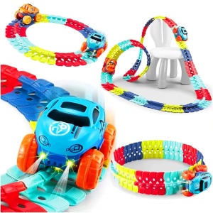 Jucarie de Constructie RollerCoaster, 184 de Piese, 44.5x36x7 cm, cu Masini, Multicolor - Img 2