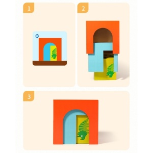 Jucarie de Construit, Blocuri Stivuibile, 4-6 Ani, 5 Cuburi, 48 de Modele de Construit, 1 Manual, Multicolor - Img 6