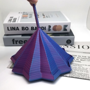 Jucarie Decompresie, Model Stea 3D, DuoChrome, Maner Spirala, Turn Magic Geometric, Multiple Forme, Anti-stress, 8.6 cm, Negru/Mov - Img 4