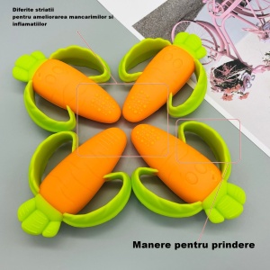 Jucarie dentitie bebelusi morcov, 10x7.5x2.8 cm, cu manere de prindere, material silicon non-toxic, fara miros, portocaliu - Img 4