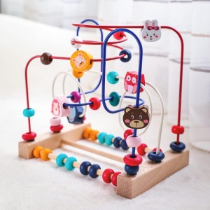 Jucarie din lemn Montessori – Labirint motricitate cu abac si animalute - Img 2