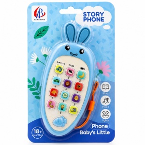 Jucarie Interactiva, Telefon Inteligent, Model Morcov, Functii Educative, Muzicale si Voce, 4-6 ani, 19 x 11.5 cm, din Plastic, Albastru