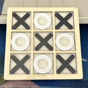 Jucarie Montessori Tic Tac Toe, Educativa, Interactiva, din lemn, X si O, 9 Piese, 14.3x14.3 cm, Negru Alb - Img 2