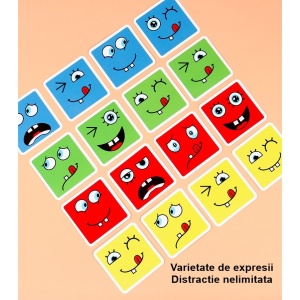 Jucarie pentru copii montessori cub din lemn, asamblare fete, 64 de carti distractive, +3 ani, educativ, multicolor - Img 6