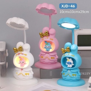 Lampa de Veghe, cu Ascutitoare de Creioane, 2 Functii de Lumina, de Birou si de Veghe, Model Iepuras, Incarcare USB 10 x 29 cm, Multicolor - Img 3