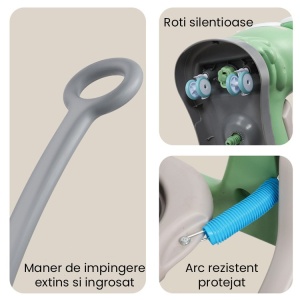 Masinuta Balansor Multifunctionala pentru Copii, Model Cal Scooter de tip Masinuta Balansor, Varsta 1-3 ani, 93 x 80 x 58 cm, cu Maner, Verde - Img 3