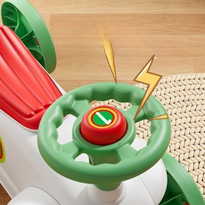 Masinuta Ride-On cu Sistem Anti-Rasturnare, Claxon pe Volan, 1-6 Ani, 60 x 28 x 34 cm, Alb-Verde - Img 3