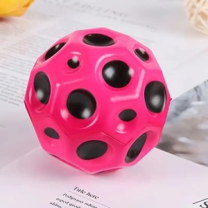Minge Saltareata Hiperelastica, Space Moon Ball foarte Elastica, Antistress pentru Copii, Diametru 66 mm, Roz - Img 3
