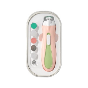 Pila Electrica, pentru Copii si Bebelusi, din ABS, 6 Accesorii, cu Lumina LED, 9.5 x 6 x 17 cm, Verde/Roz