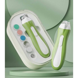 Pila Electrica, pentru Copii si Bebelusi, din ABS, 6 Accesorii, cu Lumina LED, 9.5 x 6 x 17 cm, Verde - Img 3