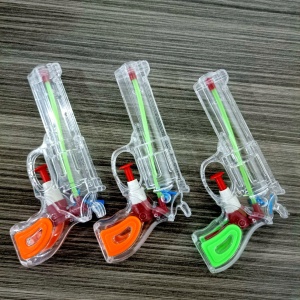 Pistol cu Apa, pentru Copii, din Plastic, 16 x 5 x 2 cm, Transparent/Portocaliu - Img 4