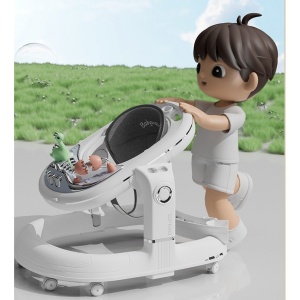 Premergator 4in1, Antemergator, Balansoar, Scaun de Masa, Functie Muzicala, din ABS, Roti Universale, Inaltime Reglabila, Sistem Antirasturnare, Greutate Portanta 25 kg, +6 Luni, Alb - Img 3
