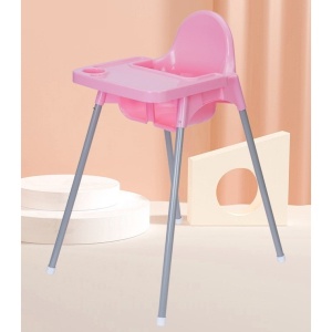 Scaun de Masa, pentru Bebelusi si Copii 6-36 Luni, din Plastic/Metal, Centura in 2 Puncte, Tava Detasabila, 63 x 57 x 85 cm, Roz - Img 3