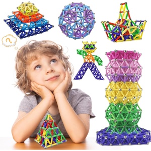 Set 308 Piese Betisoare Magnetice, din Plastic/Magnet, +3 Ani, Multicolor - Img 3