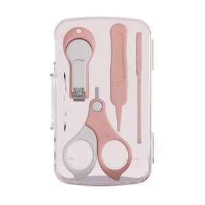 Set 4in1 de Ingrijire Unghii pentru Bebelusi, Cutie de Depozitare Transparenta, 0-6 Ani, 13.6x8x2 cm, Roz