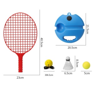 Set Badminton pentru Copii, Doua Palete, Fluturas, 2 Mingi, Minge cu Elastic pentru Antrenament, Suport de Prindere Stabil, 40.5x23 cm, Rosu Galben - Img 3