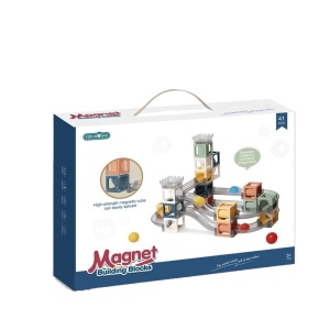 Set piese magnetice de constructie, Cu tobogane si bile, 41 piese, Multicolor - Img 2