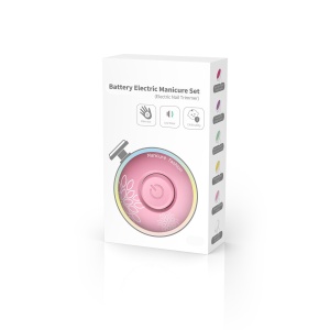 Set Pila Electrica cu Baterie, pentru Copii si Bebelusi, din ABS, 6 Accesorii, Model cu Flori, 6.5 x 1.8 cm, Roz - Img 4