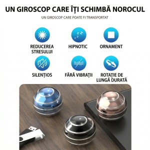 Sfera Fidget Spinner Metalic, Corp Aliaj Zinc, Rulment Inox, Jucarie Antistres pentru Focus si Relaxare, Diametru 40 mm, Gadget pentru Birou, Scoala, Cadou pentru Copii si Adulti, Negru - Img 3