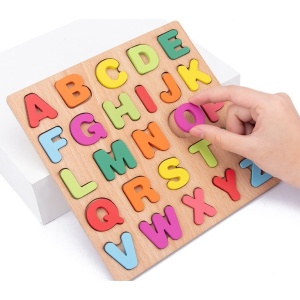 Tabla Montessori, din Lemn, Educatie Timpurie Alfabet, 26 Litere Lemn, +18 Luni, 20 x 20 cm, Vopsea pe Baza de Apa, Multicolor - Img 6