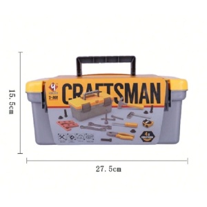 Trusa Scule si Unelte de Jucarie pentru Copii, 19 Piese, Material Plastic, Gri/Portocaliu - Img 3