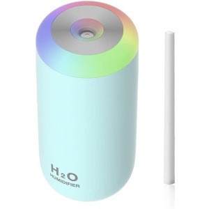 Umidificator, H2O, cu Difuzor de Aroma, Lumina de Noapte LED in 7 Culori, Zgomot Redus, 14.7x7.2cm, 350mL, Culoare Albastra - Img 5