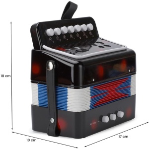 Acordeon Pentru Copii, Acordeon Jucarie pentru Educatie Timpurie, 7 butoane 2 bass, Acordeon Instrument Muzical pentru Copii, 18 x 17 x 10 cm, Negru - Img 3